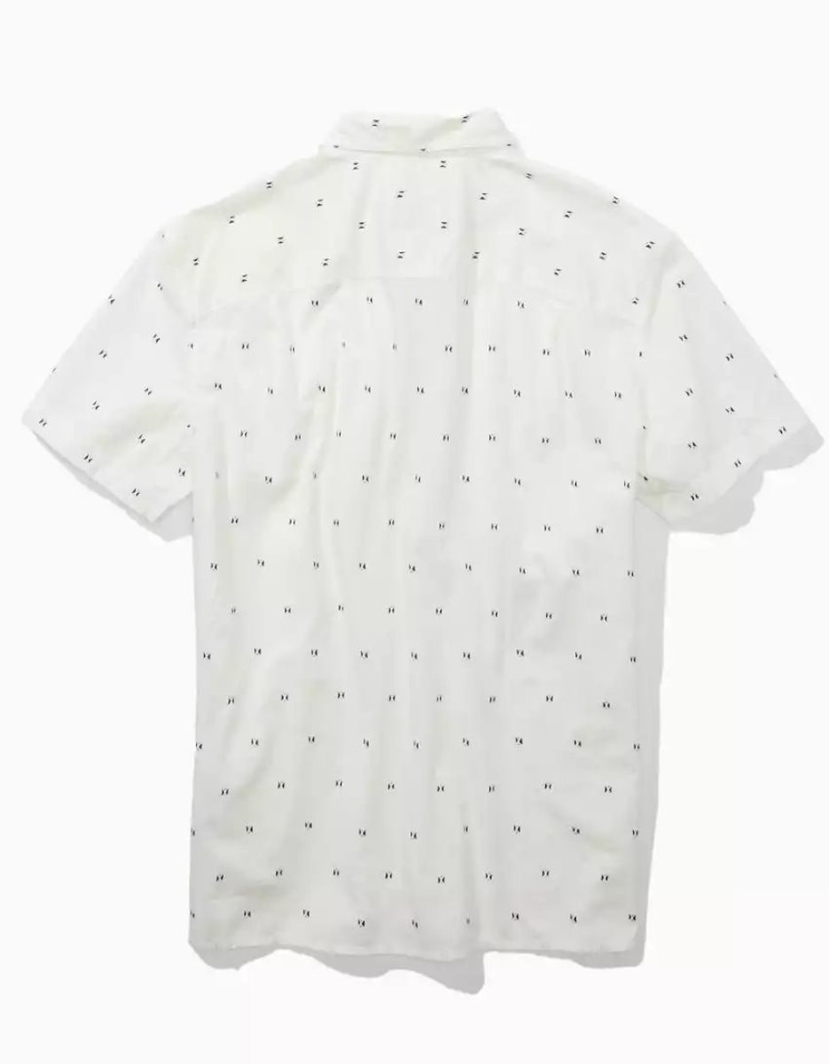 Hauts Flanelle American Eagle AE Micro Dot Button-Up Resort Shirt Blanche Homme | GGE-89631316